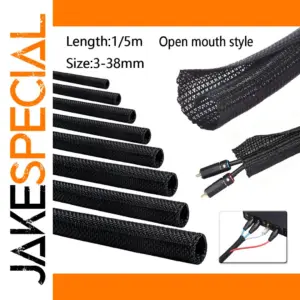 Black Braided Cable Sleeve 3-38mm x 1/5m