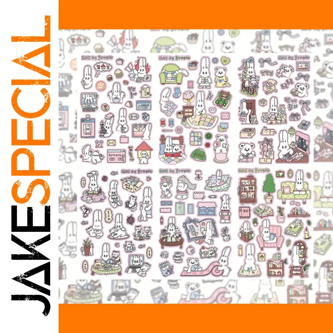 Kawaii Rabbit Stickers Set 9x13cm 1 Kawaii Rabbit Stickers Set 9x13cm