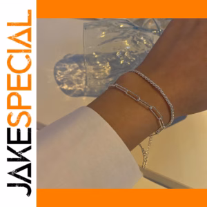 Silver Double Layer Geometric Bracelet for Women