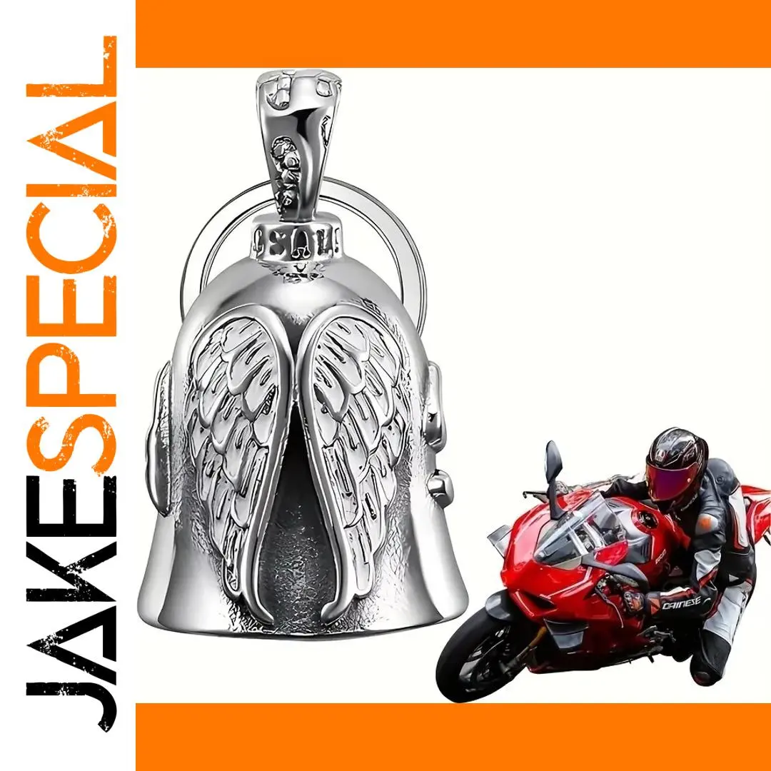 Titanium Motorcycle Bell Keychain with Embossed Wings 1 Titanium Motorcycle Bell Keychain with Embossed Wings