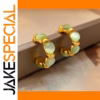 Vintage Green Opal C-Shaped Stud Earrings