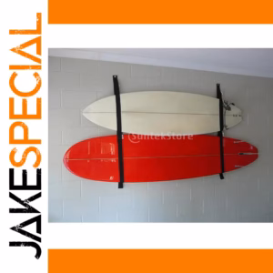 Wall-mounted Surfboard Storage System with 2 Straps