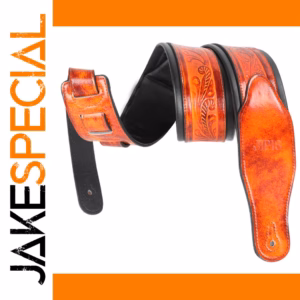 Vibrant Bourbon Brown Guitar Strap with Embossed Designs