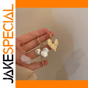 Vintage Heart Earrings with Faux Pearls