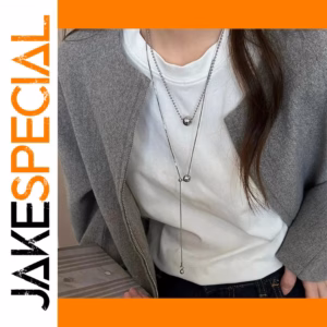 Double-Layer Stainless Steel Beaded Pendant Necklace