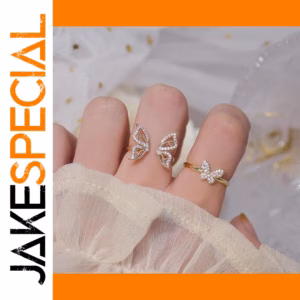 Butterfly CZ Adjustable Cocktail Ring for Women