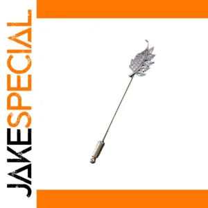 Elegant Feather Brooch in Light Grey Alloy