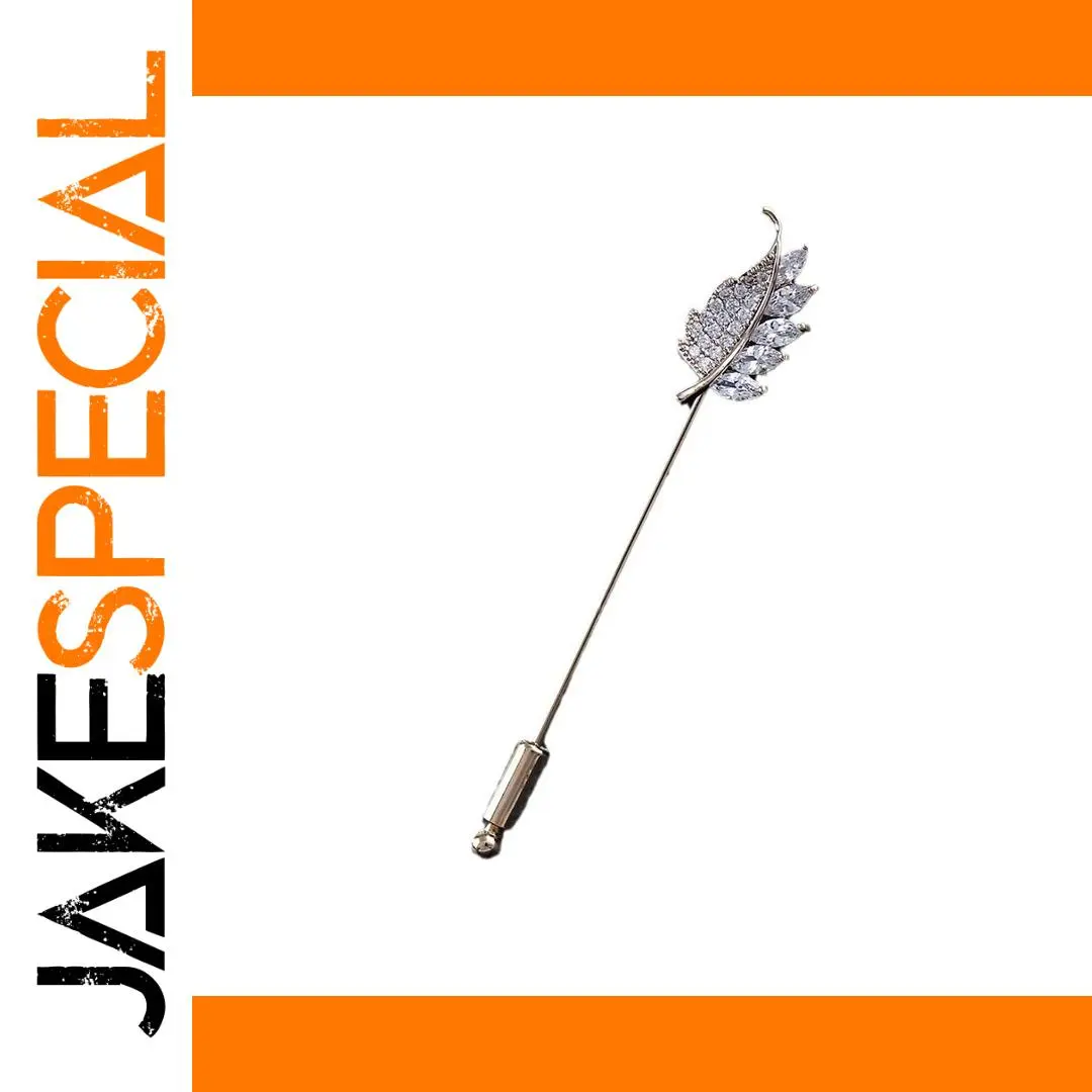 Elegant Feather Brooch in Light Grey Alloy 1 Elegant Feather Brooch in Light Grey Alloy