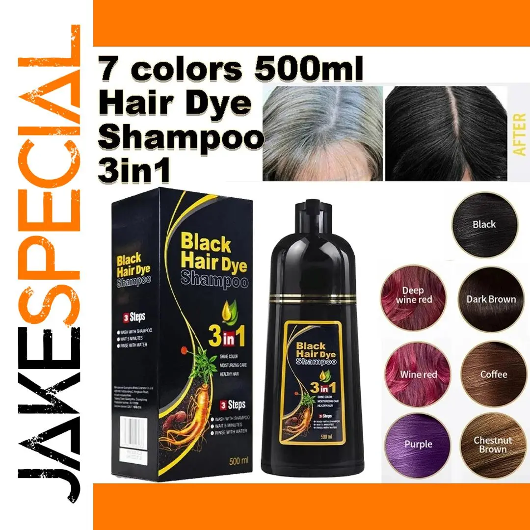 Black Hair Dye Shampoo 3 in 1 500ml 1 Black Hair Dye Shampoo 3 in 1 500ml