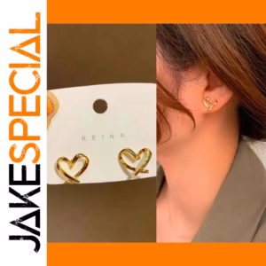 Gold Heart Earrings Model EL041 for Women