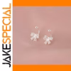 Silver Lace Bow Earrings for Women