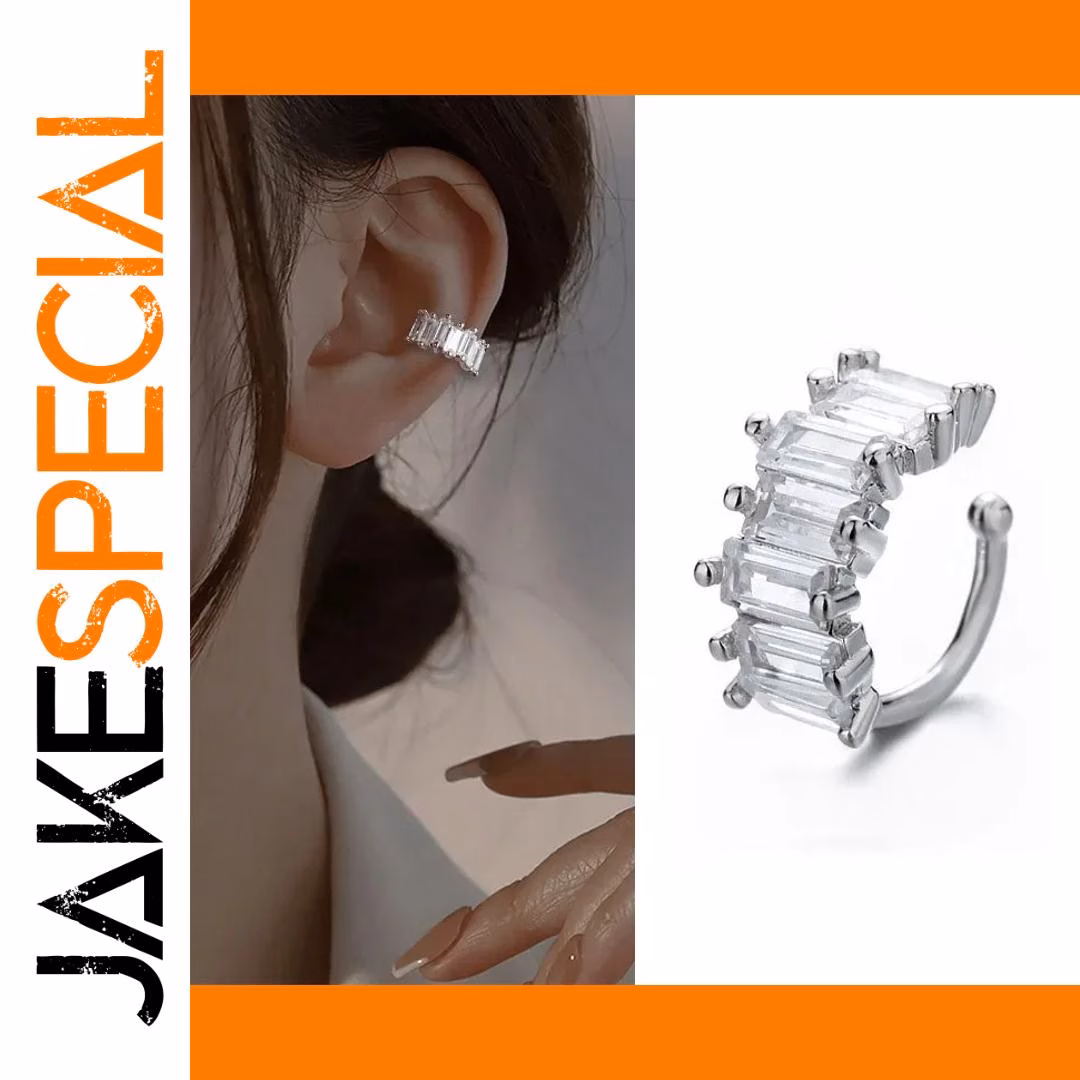 Geometric Silver-Tone Ear Cuff with Zircon 1 Geometric Silver-Tone Ear Cuff with Zircon