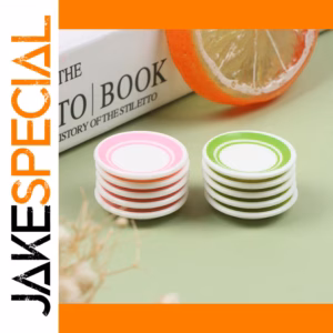 Miniature Dollhouse Ceramic Dish Set in Pink and Green