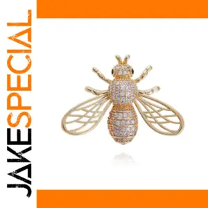 Gold Bee Brooch with Rhinestones