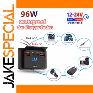 12V/24V USB Car Charger with Dual Ports