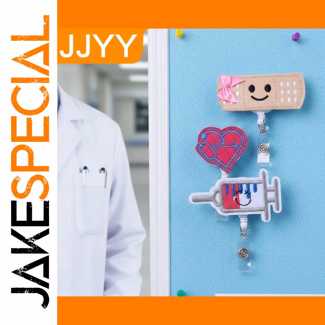 Retractable Badge Holder - Syringe, Heart, Bandage