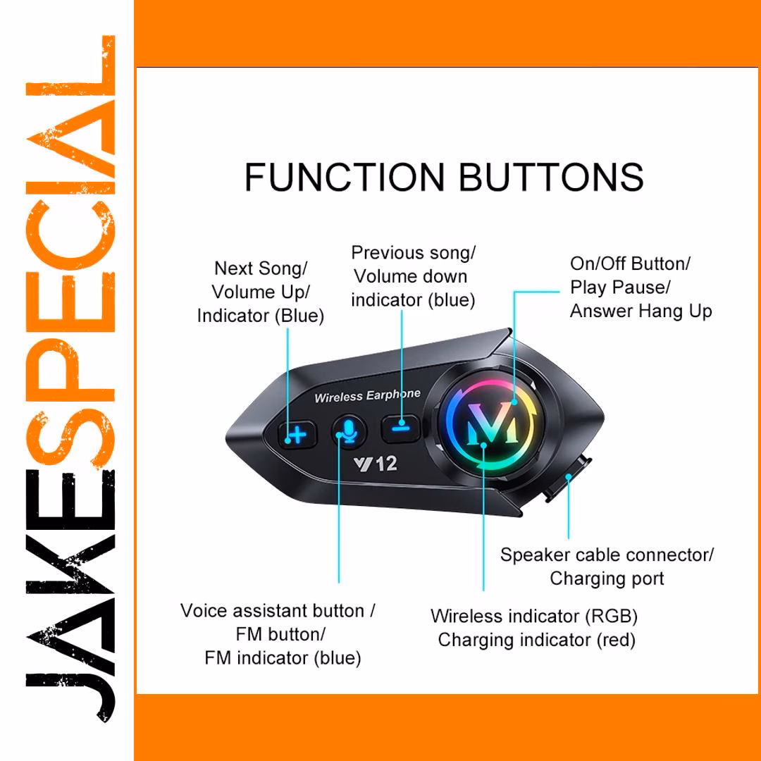 Motorcycle Bluetooth 5.4 Headset with RGB Light - Image 6