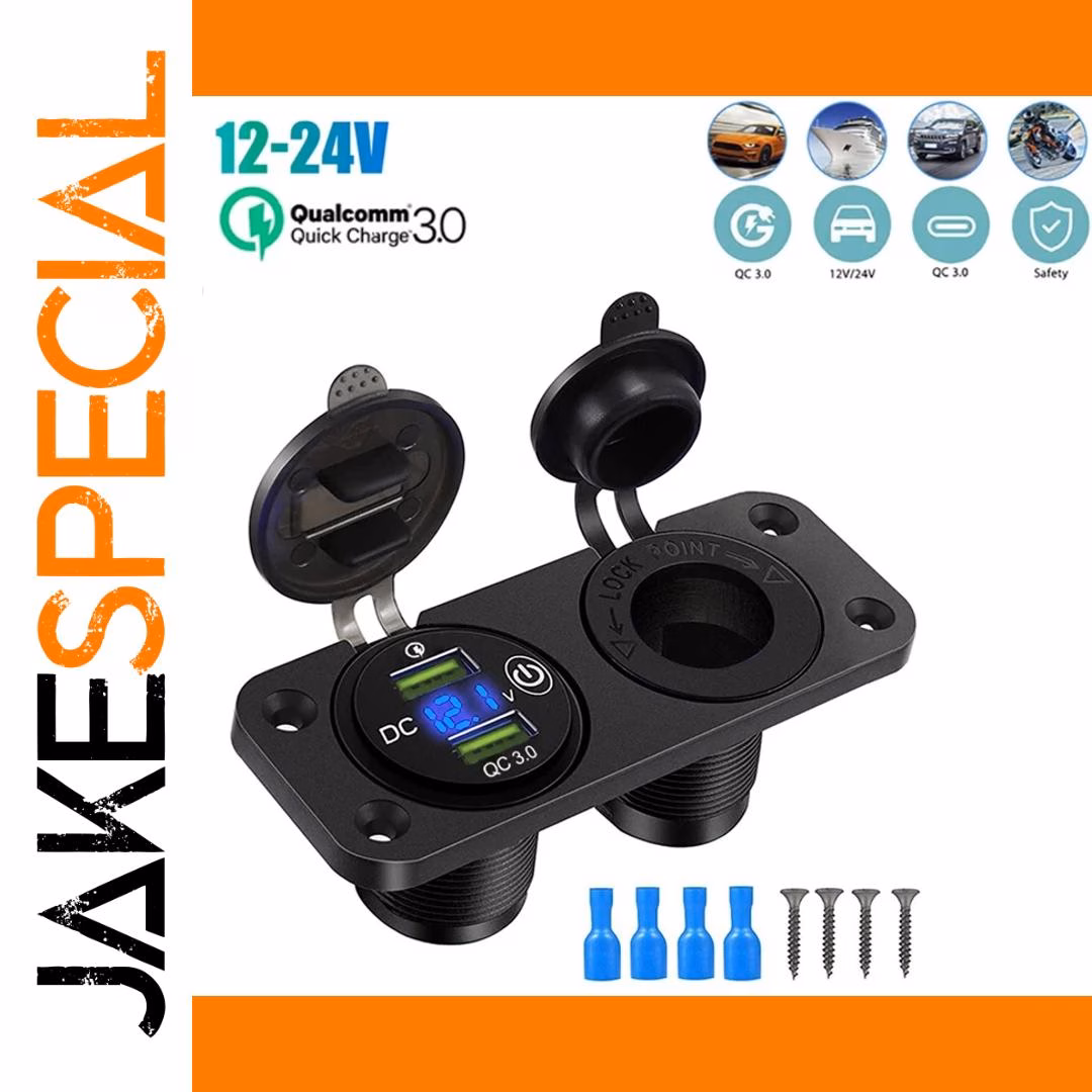 Dual USB Socket Panel with Voltage Meter