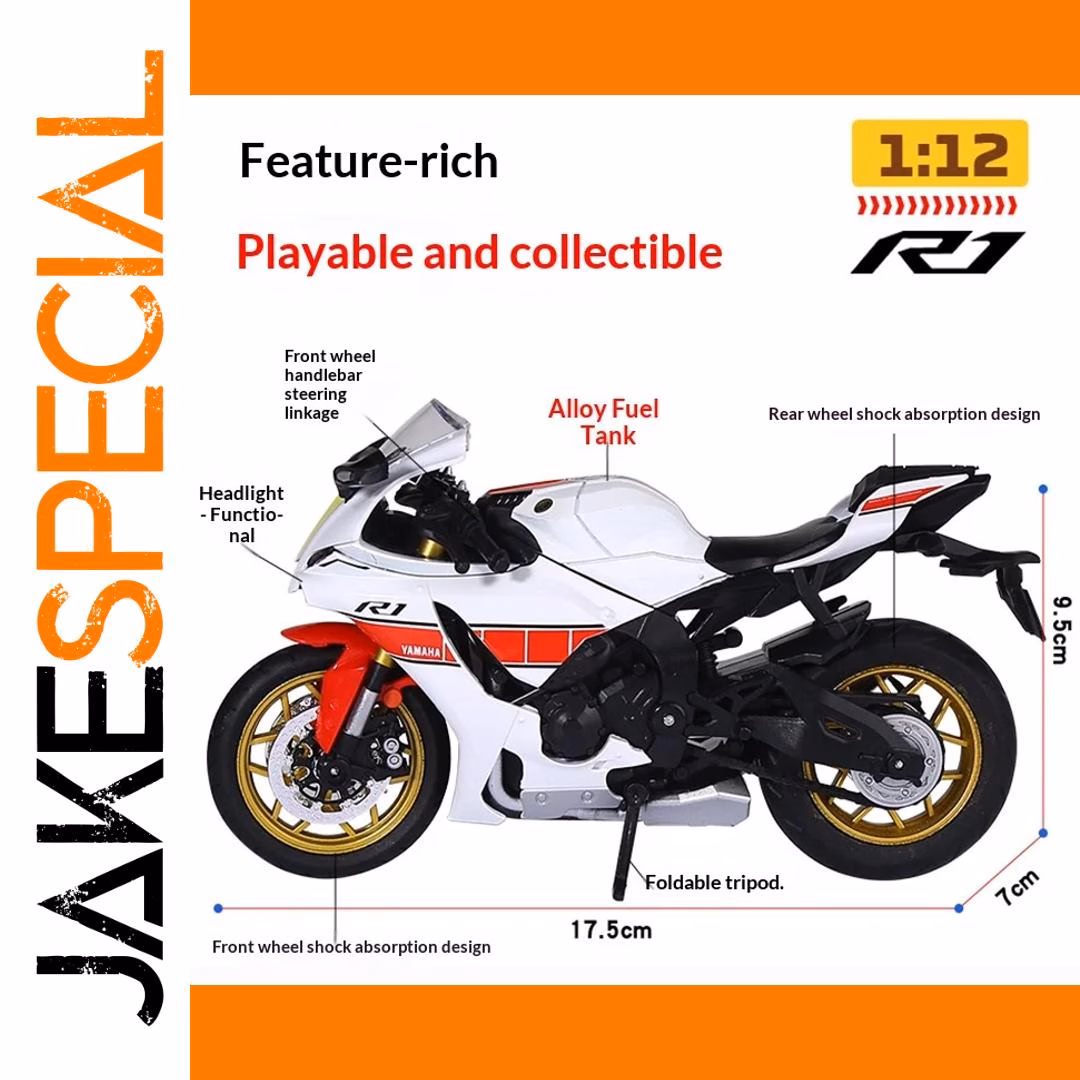 Yamaha R1 1:12 Scale Die-Cast Motorcycle Model - Image 3