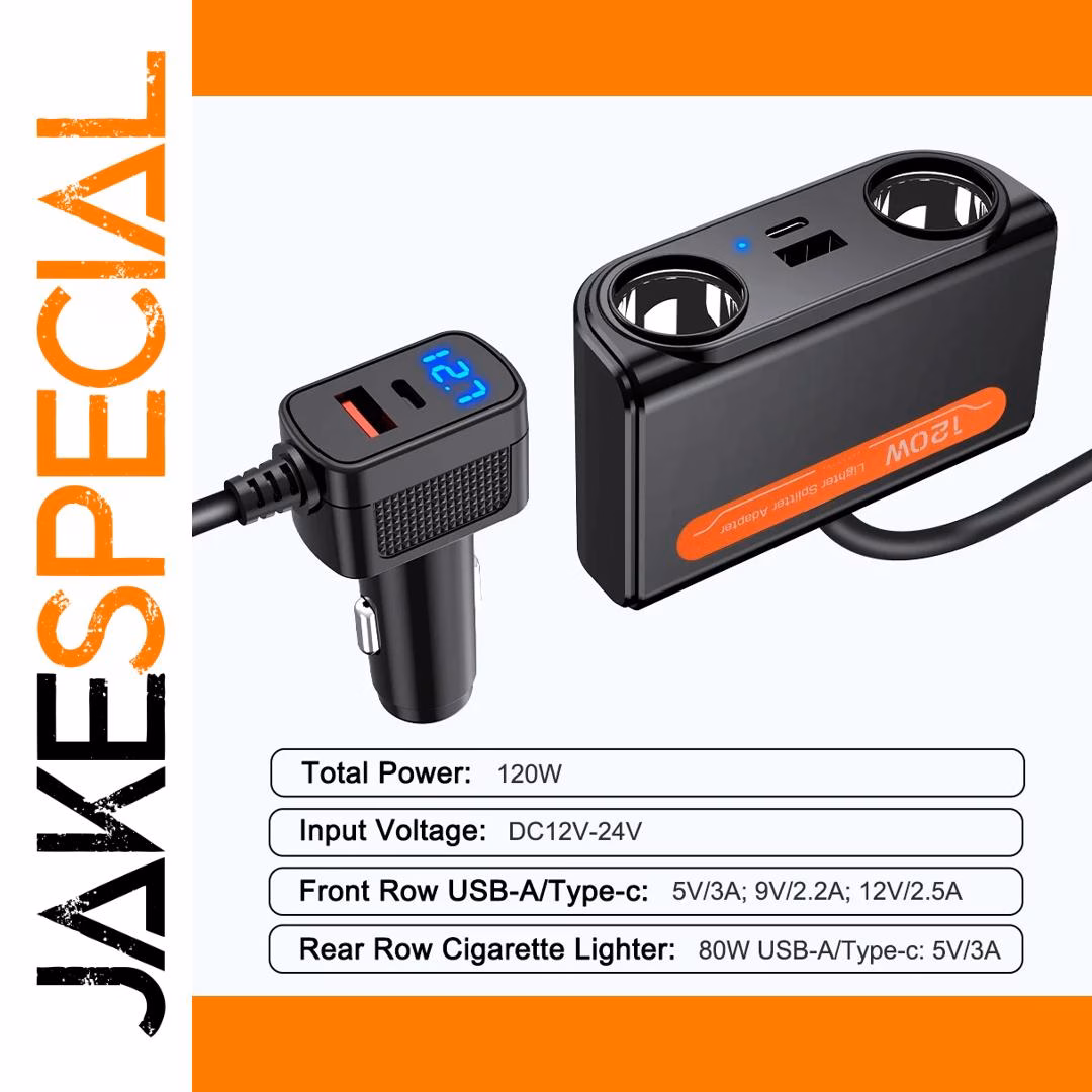 24/12V Car Cigarette Lighter Splitter with USB Ports - Image 5