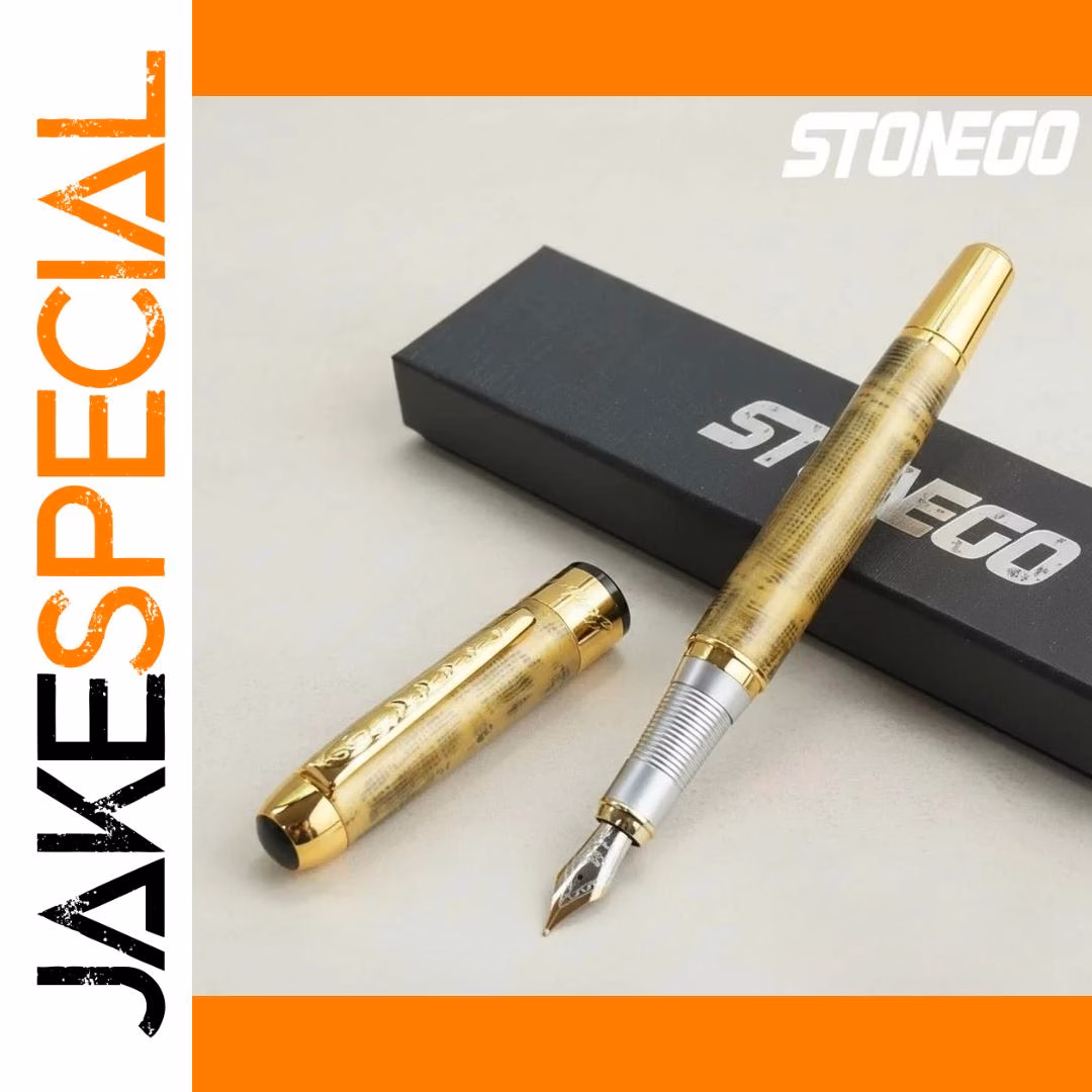 STONEGO Retro Luxury Fountain Pen Black Gold - Image 7