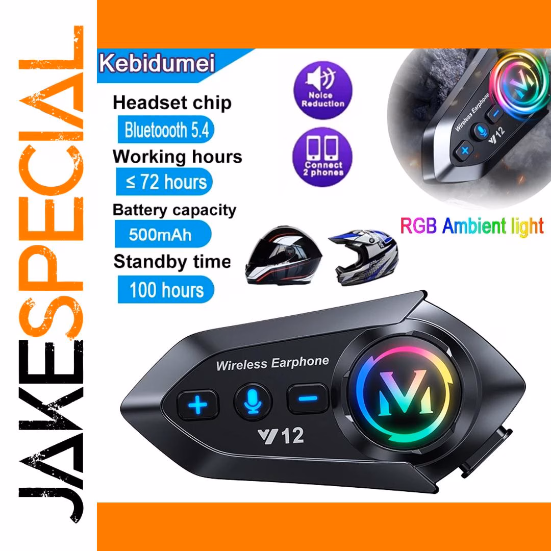 Motorcycle Bluetooth 5.4 Headset with RGB Light