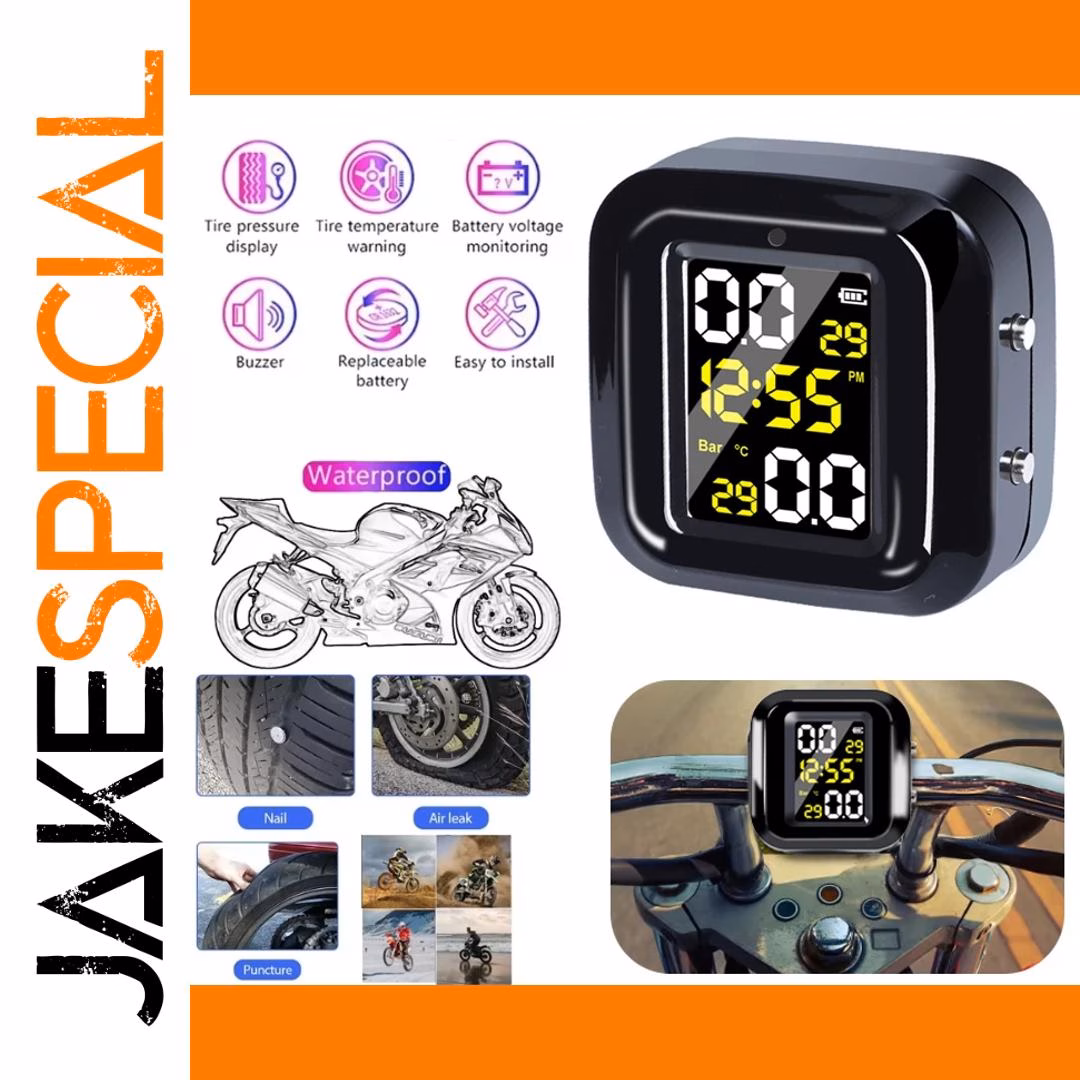 Motorcycle Tire Pressure Monitor with LCD Display