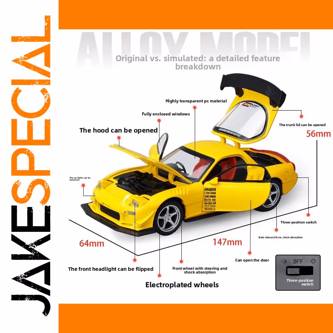 Retro Classic RX7 1:32 Diecast Car Model - Image 6