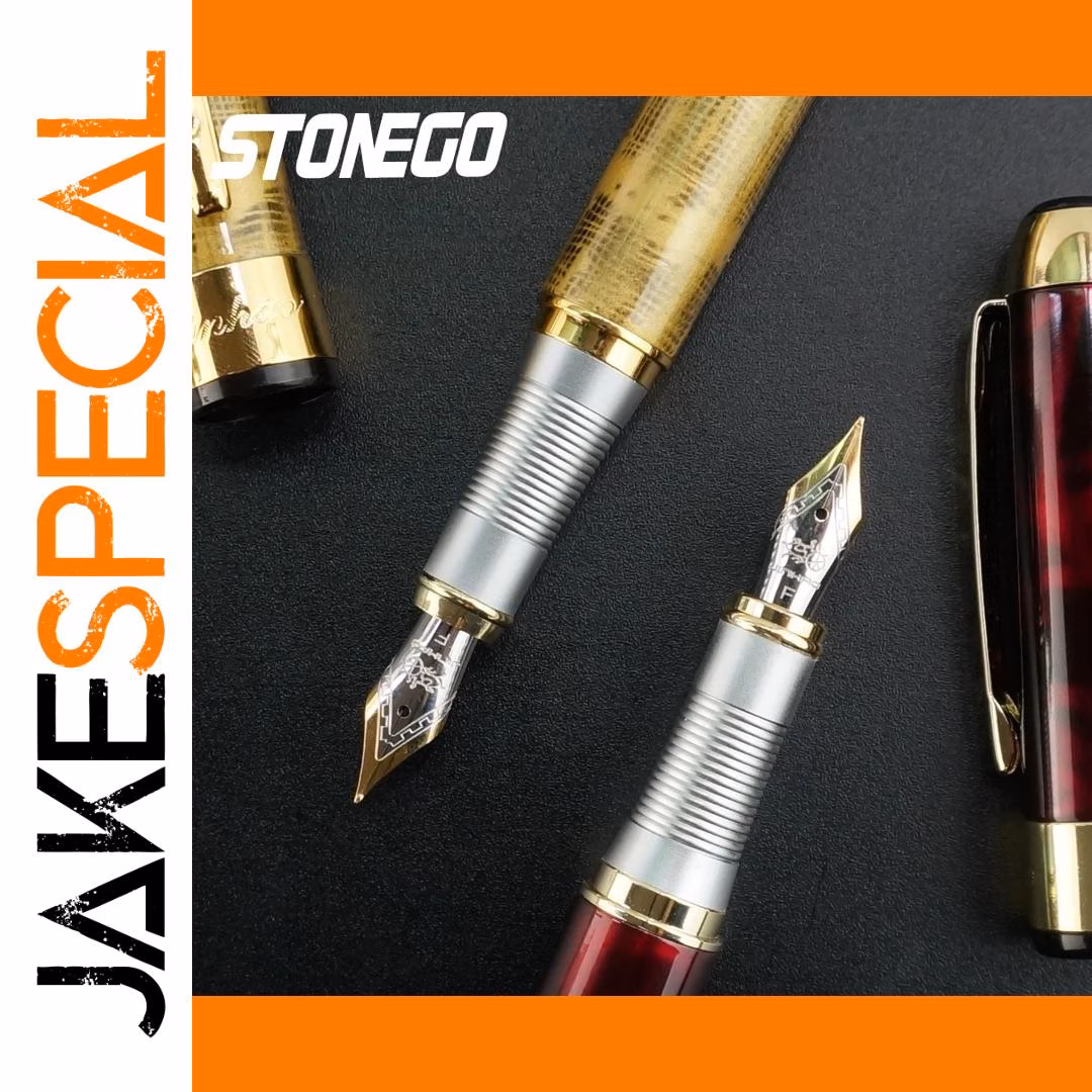 STONEGO Retro Luxury Fountain Pen Black Gold - Image 5