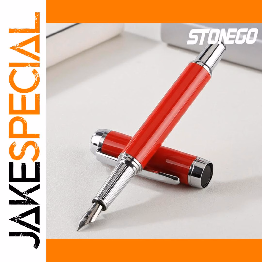 Elegant Red Lacquer Fountain Pen 0.5 mm Nib