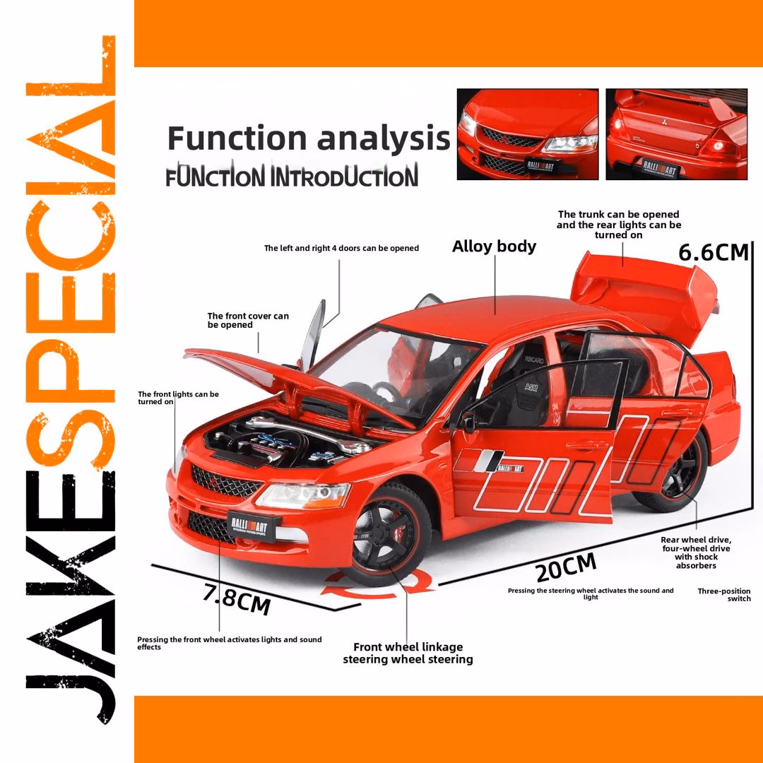 1:24 EVO9 Alloy Car Model with Lighting Effects - Image 4