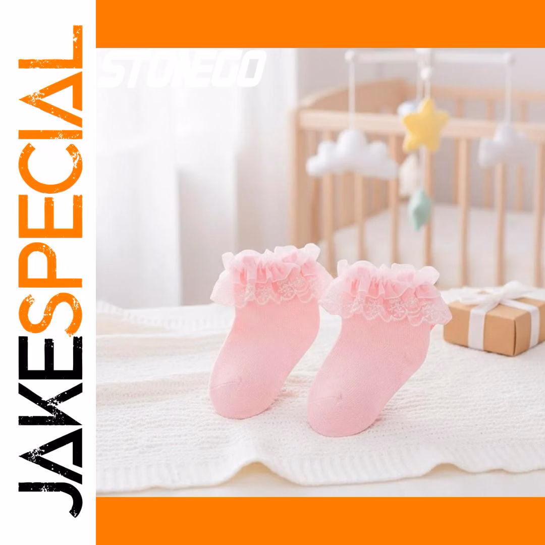 Baby Girls Lace Cotton Short Socks Set - Image 2