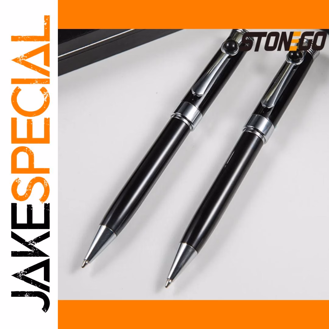 STONEGO Luxury Ballpoint Pen Black and Silver - Image 2