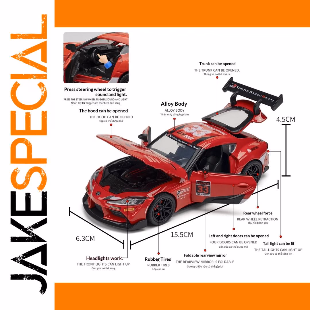 Supra GT4 Die-Cast Model 1/32 Scale Red - Image 2