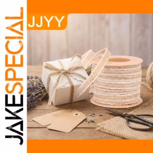 Jute Burlap Ribbon 0.5 cm x 10 m with Lace Detail