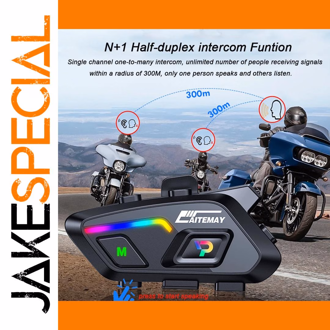 Bluetooth Motorcycle Intercom Headset with RGB Lights - Image 2
