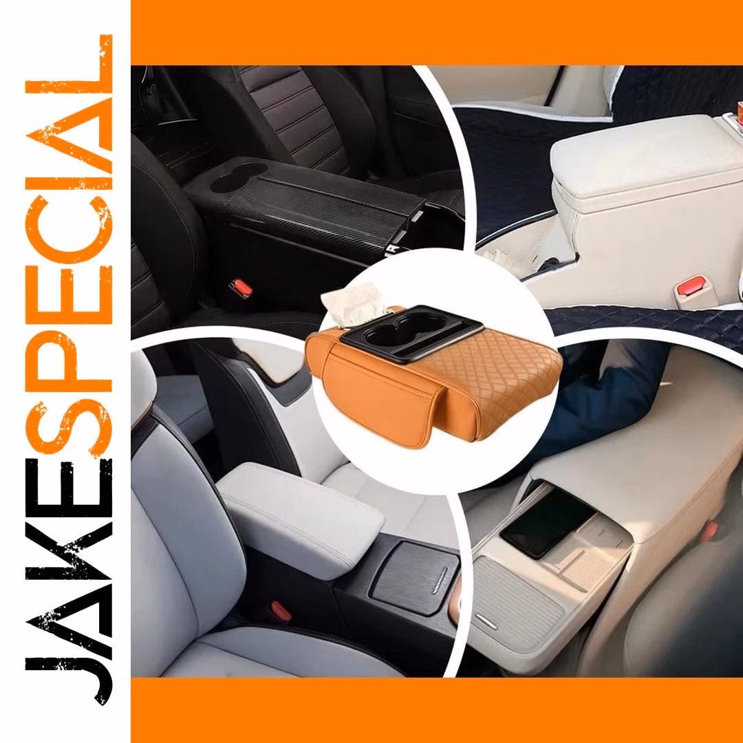 Car Armrest Storage Box with Cup Holder - Image 2