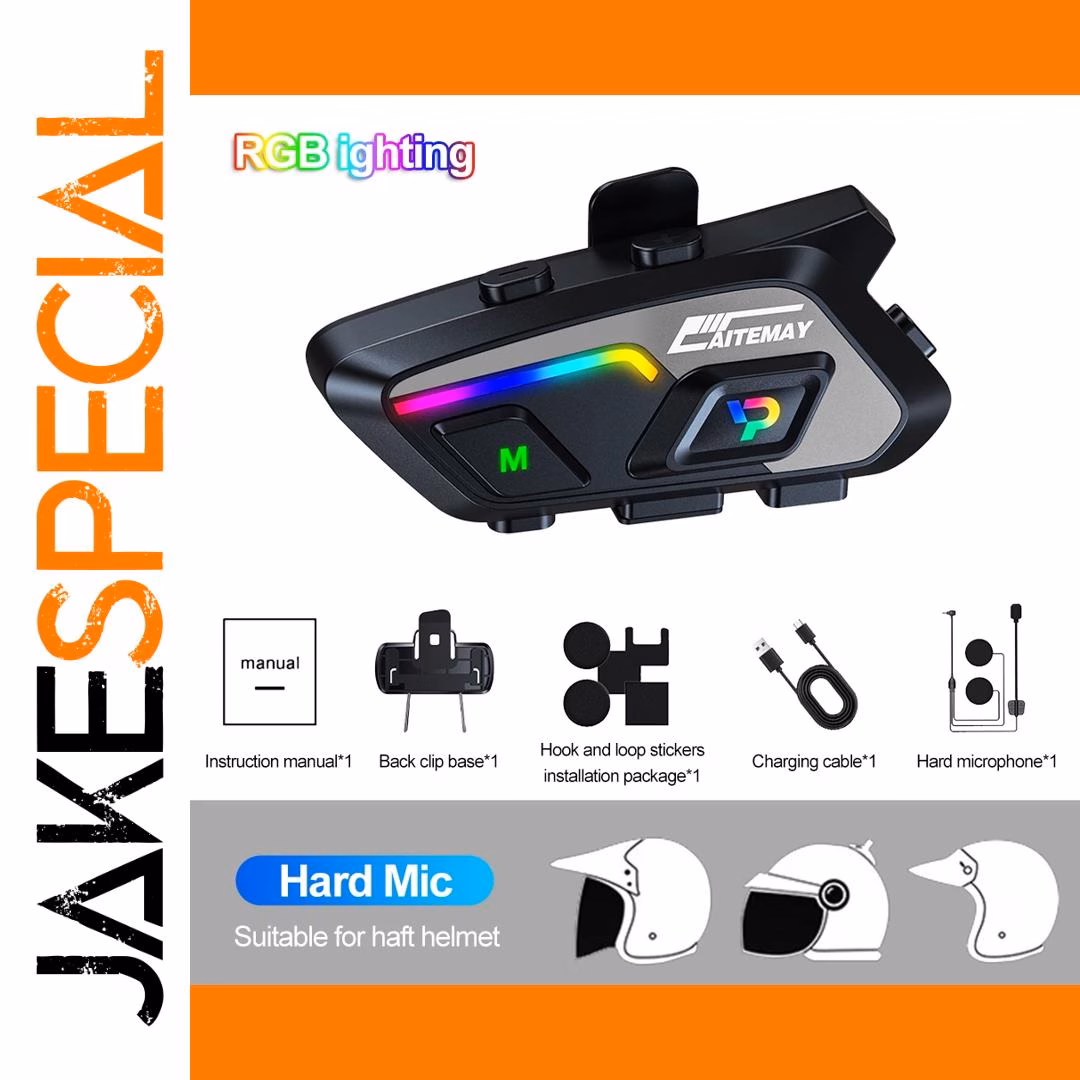 Bluetooth Motorcycle Intercom Headset with RGB Lights - Image 8