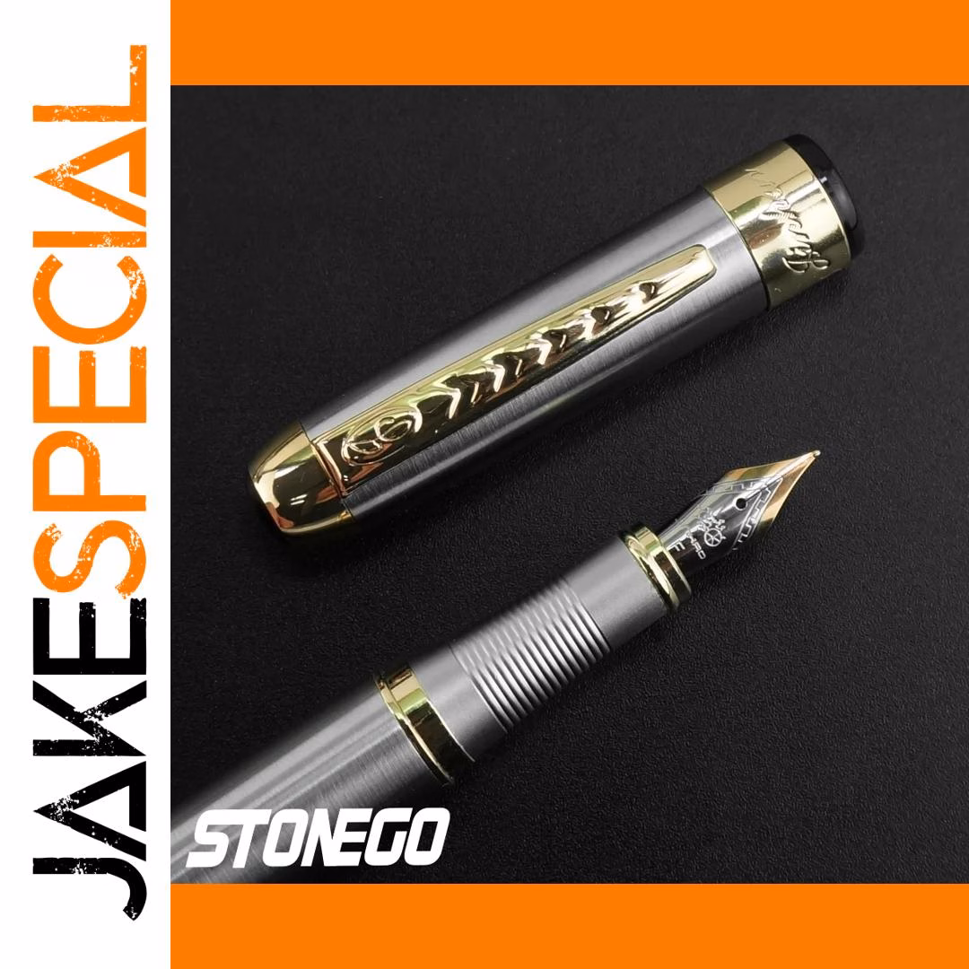 STONEGO Retro Luxury Fountain Pen Black Gold - Image 6