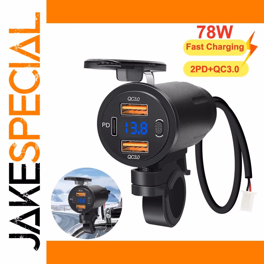 Motorcycle USB Fast Charger with Dual Ports