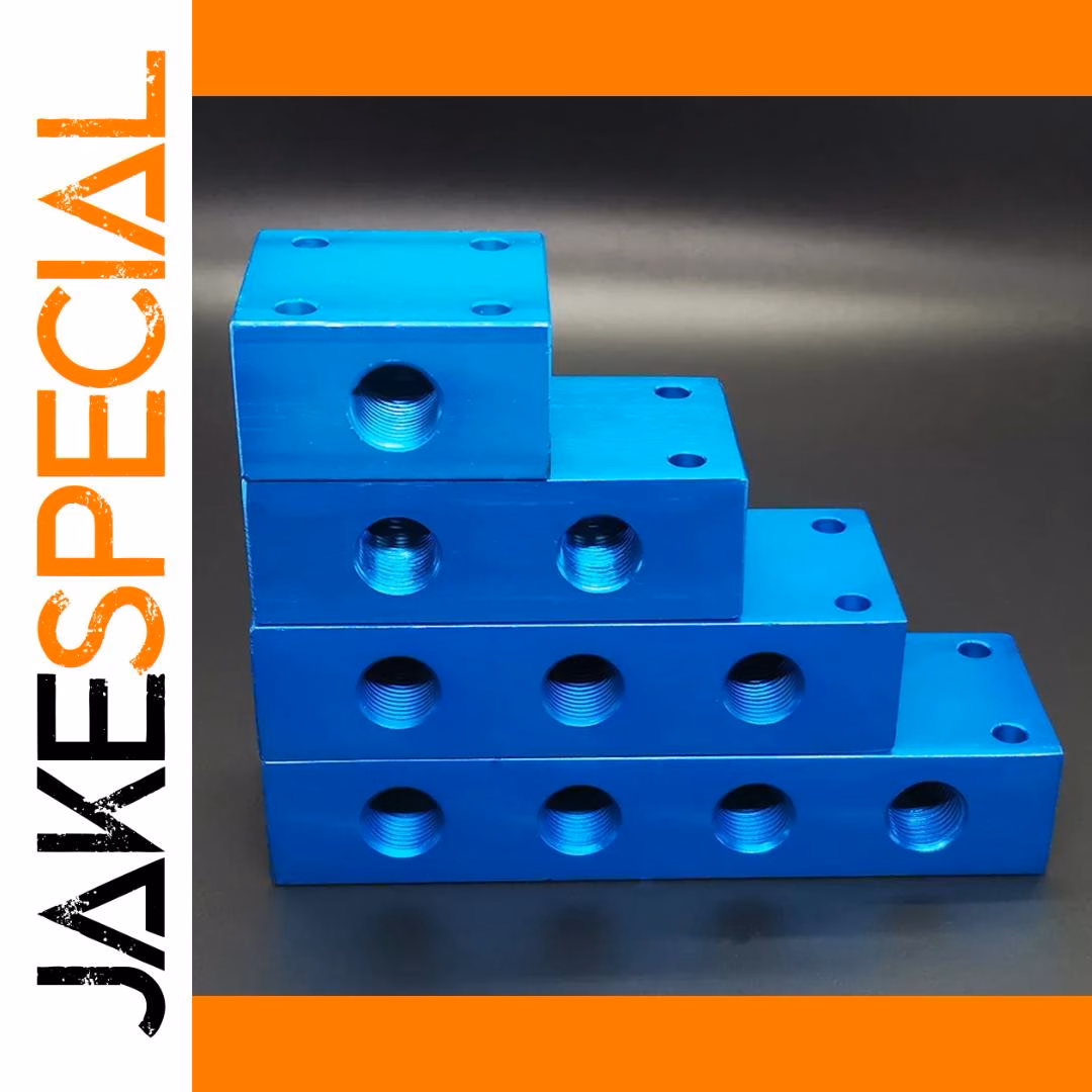 Blue Aluminum Manifold Block Splitter 1-4 Way - Image 2