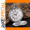 Round Roman Numeral Pocket Watch with Chain
