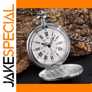 Round Roman Numeral Pocket Watch with Chain