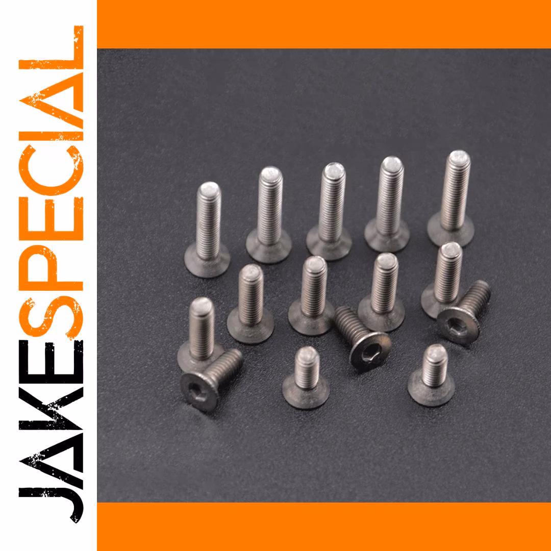 M3 Titanium Flat Head Screw Set, 5mm to 35mm