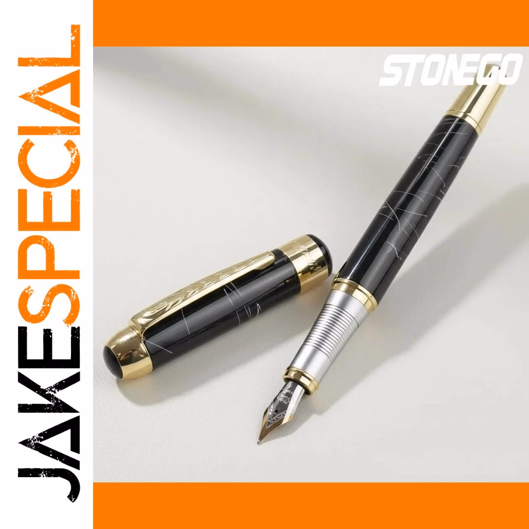 STONEGO Retro Luxury Fountain Pen Black Gold - Image 10