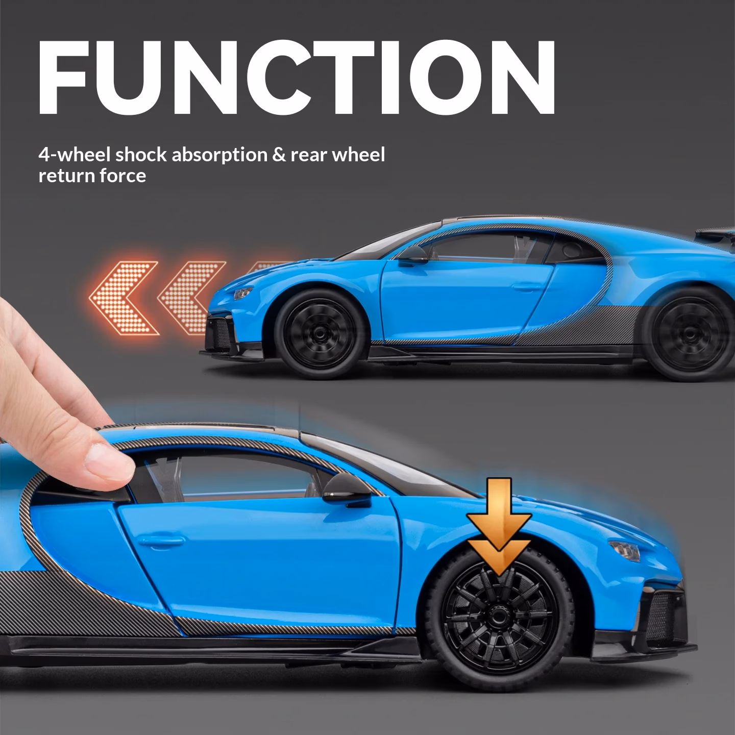 Chiron 1/24 Scale Die-Cast Model in Blue - Image 5