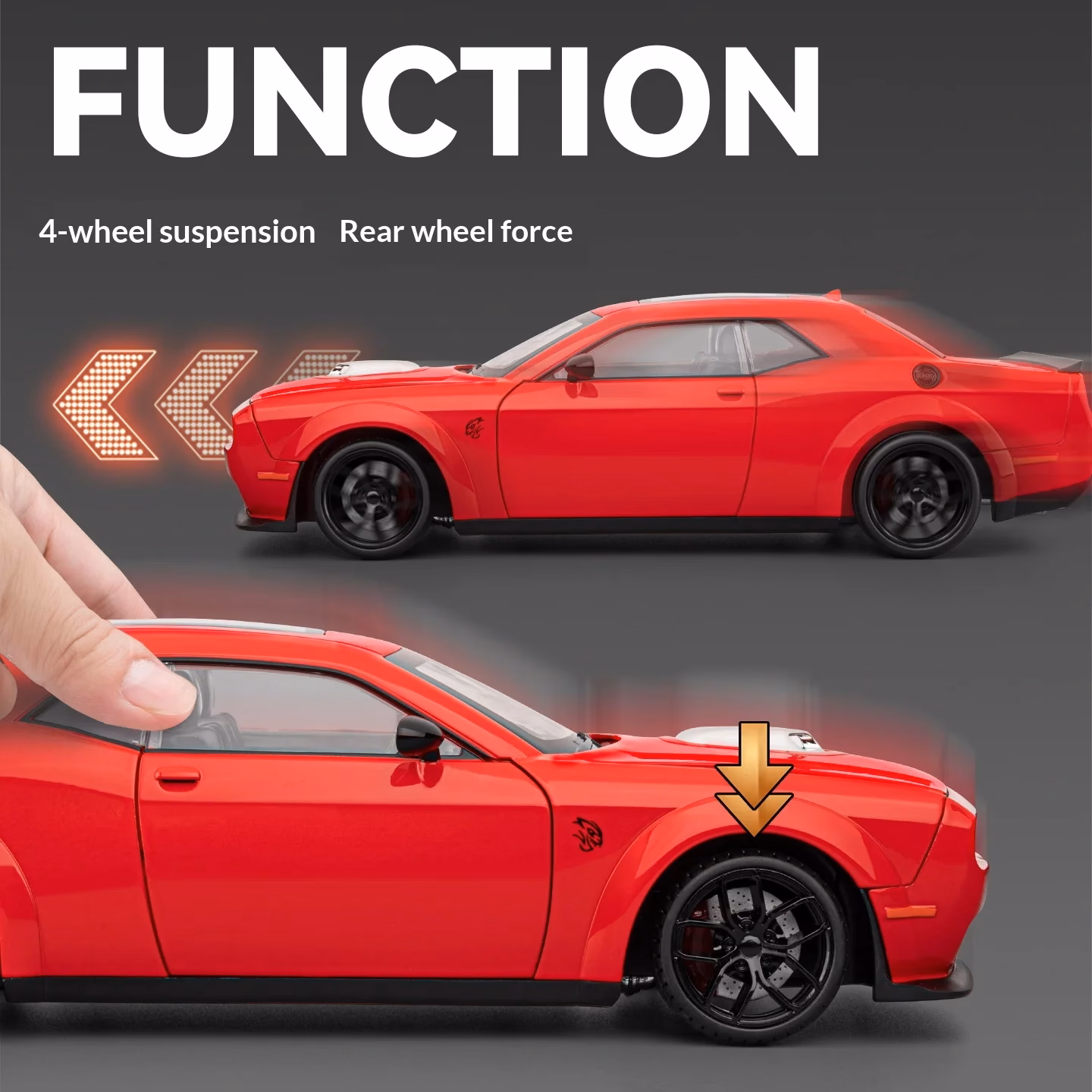 1/18 Die-Cast Hellcat Car Model - Black Finish - Image 6