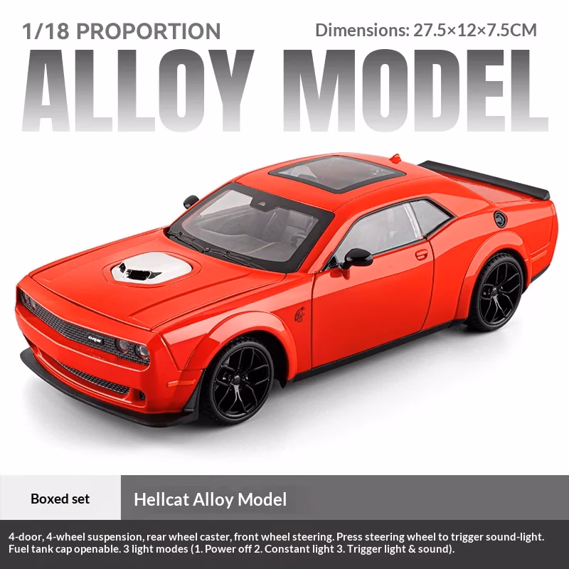 1/18 Die-Cast Hellcat Car Model - Black Finish - Image 9