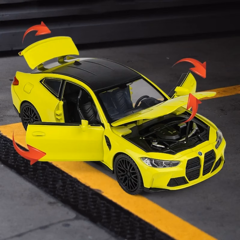 M4 Alloy Model Car 1:32 Scale Neon Yellow - Image 6