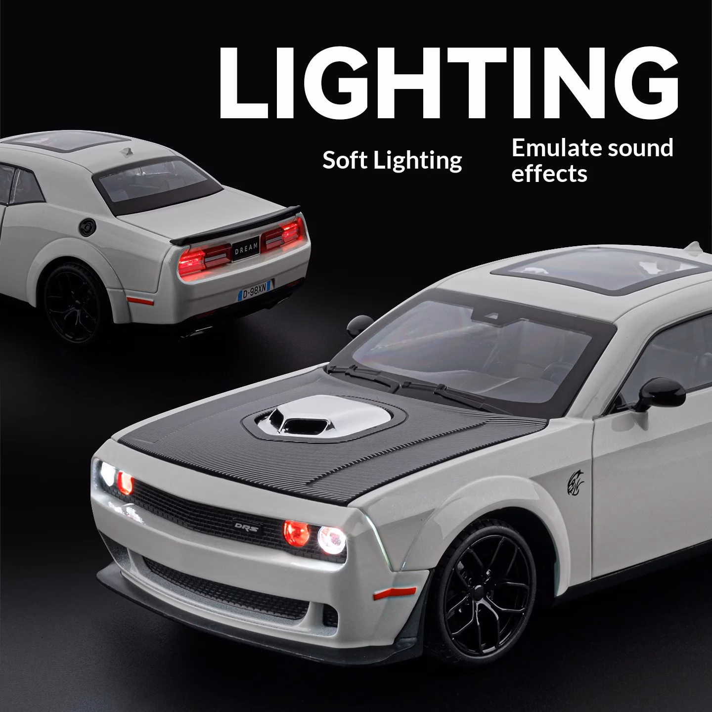 1/18 Die-Cast Hellcat Car Model - Black Finish - Image 5